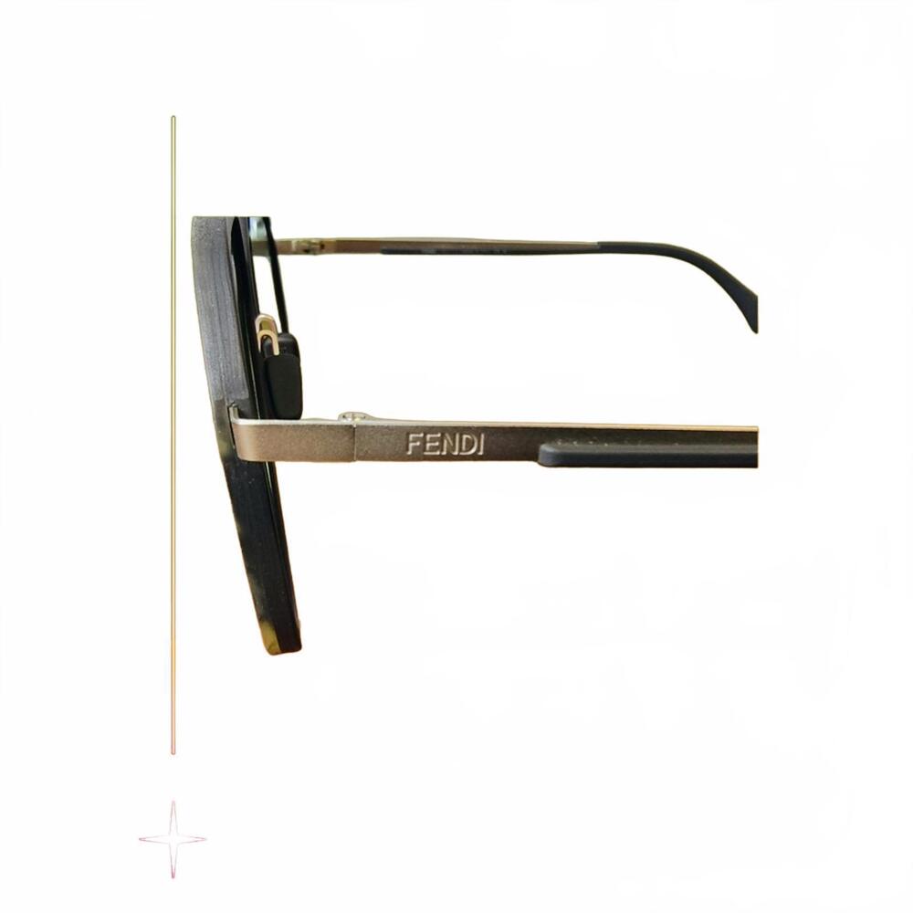 Fendi Zucca FF-Monogram Green Lens Round Aviator Sunglasses Green Havana - Picture 4 of 9